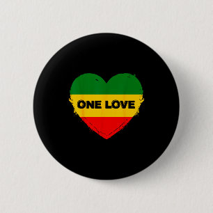 Reggae Heart One Love Rasta Reggae Music Rastafari Button