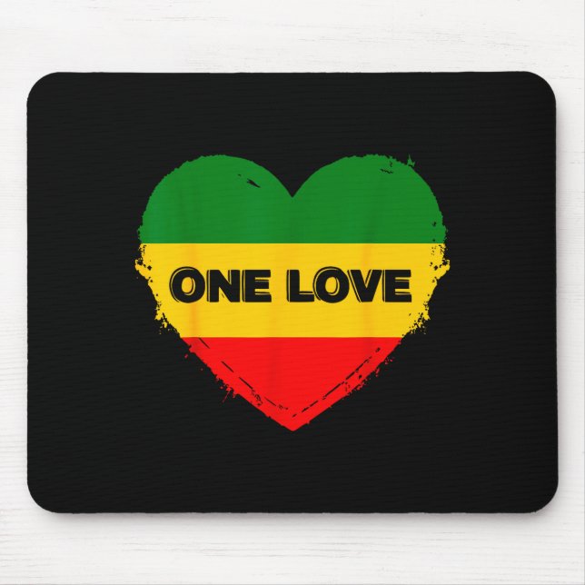 Reggae Heart One Love Rasta Reggae Music Rastafari Mouse Pad (Front)