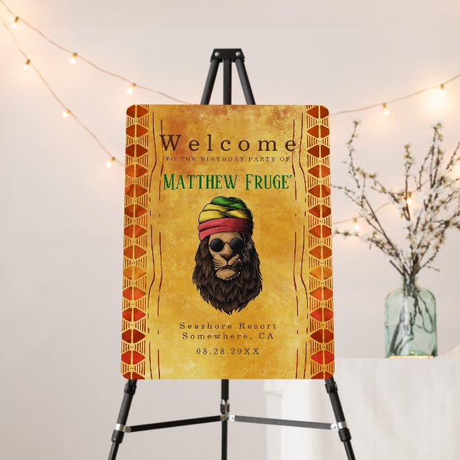 Reggae Jamaican Birthday Party Welcome Sign (In Situ (Stand))