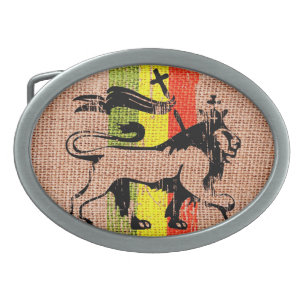 Reggae king lion oval belt buckle