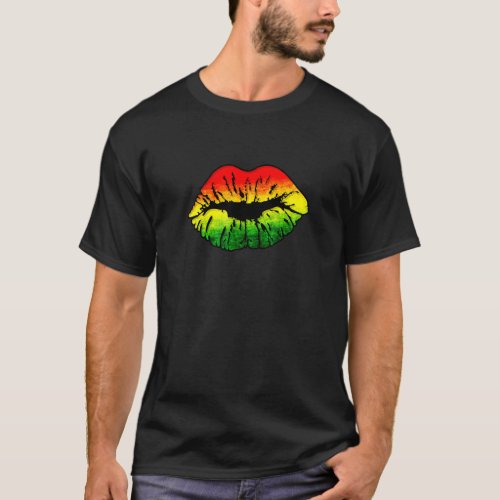 Reggae Kissing Lips Rastafari Rasta  High Rasta Re T_Shirt