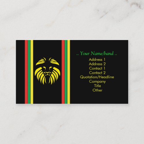 Reggae Lion B/Card Business Card