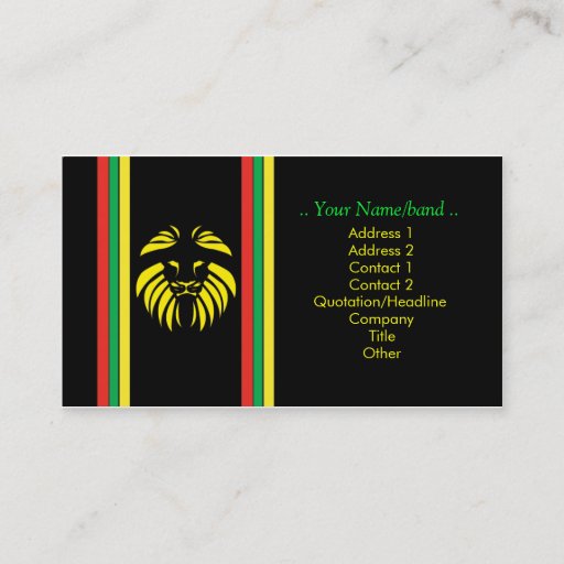 Customizable Reggae Lion B/Card Business Card