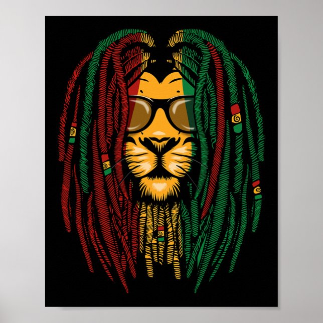 Reggae Lion Dreadlocks Wild Cat Rasta Africa Rasta Poster (Front)