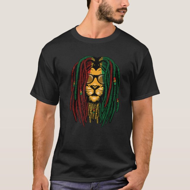 Reggae Lion Dreadlocks Wild Cat Rasta Africa Rasta T-Shirt (Front)