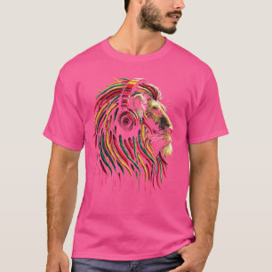 Reggae Lion Headphones Rasta Dreadlocks Music Art T-Shirt