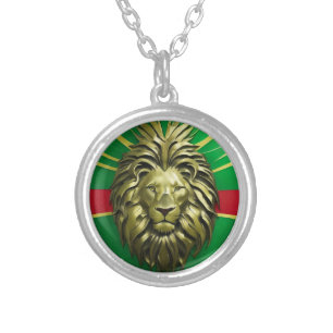 Reggae Lion Shield Silver Plated Necklace