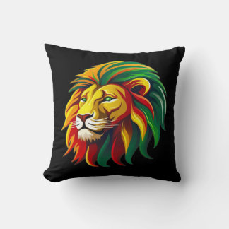 Reggae Lion T-Shirt Throw Pillow