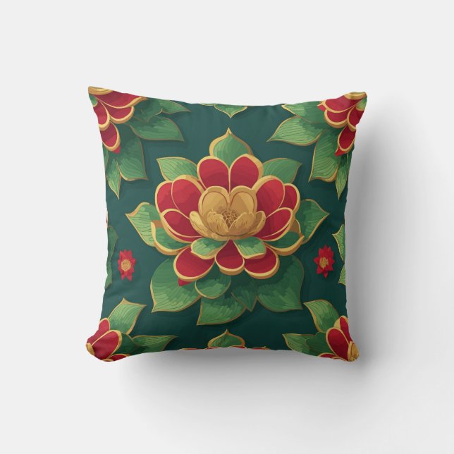 Reggae Lotus Flower Throw Pillow (Front)