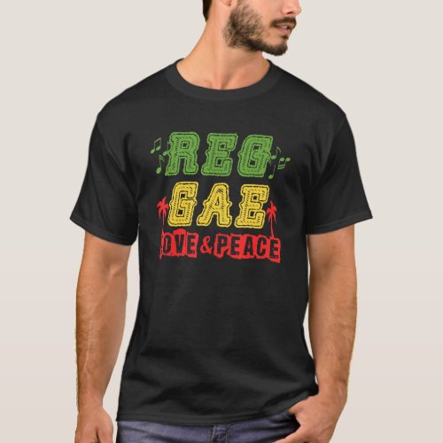 Reggae Love And Peace Jamaican Music Flag Jamaica T_Shirt