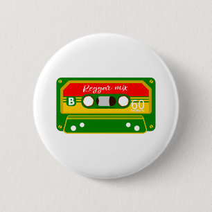 Reggae mix tape cassette Rastafarian Pinback Button