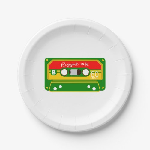 Reggae mix tape cassette retro paper plates