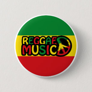 Reggae Music design with rastafari style and color Button
