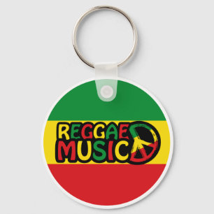 Reggae Music design with rastafari style and color Keychain