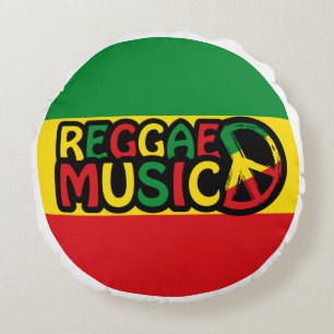Reggae Music design with rastafari style and color Round Pillow