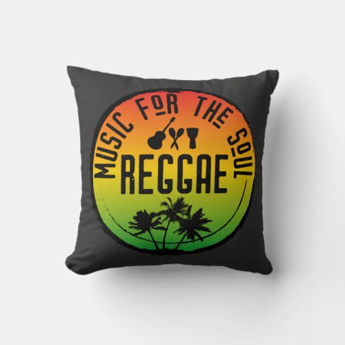 Reggae Music for the Soul Caribbean Rasta Quote Throw Pillow