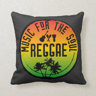 Reggae Music for the Soul Caribbean Rasta Quote Throw Pillow