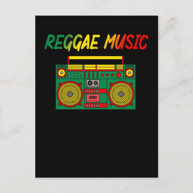 Reggae Music Lover Colorful Jamaica Cassette Radio Postcard (Front)