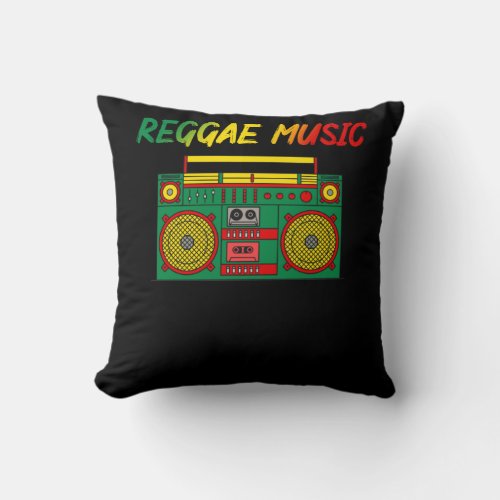 Reggae Music Lover Colorful Jamaica Cassette Radio Throw Pillow