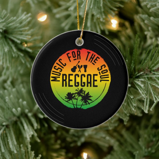 Reggae Music Lover Tropical Christmas Ceramic Ornament (Tree)