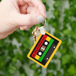Reggae Music Musician Retro Cassette Tape Keychain