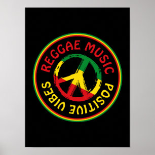 Reggae Music Peace Symbol Positive Vibes Reggae Poster