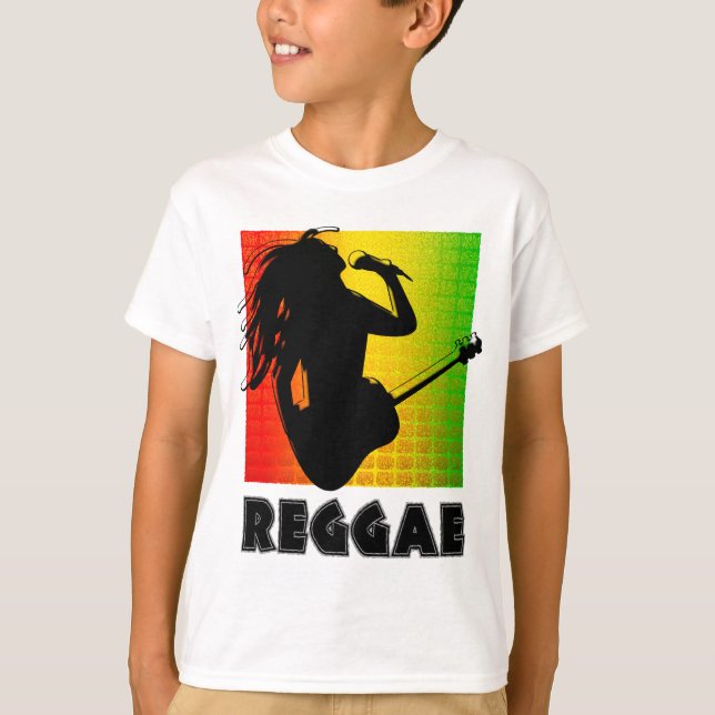 Reggae Music Rasta Rastaman Singing Playing Guitar T-Shirt (Front)