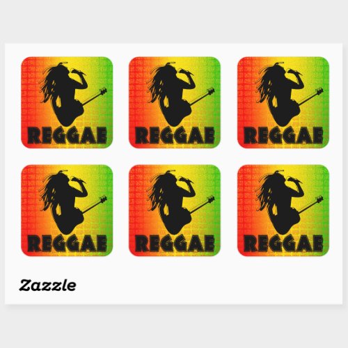 Reggae Music Rasta Rastaman Square Stickers