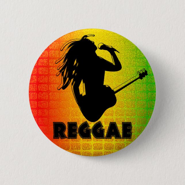 Reggae Music Rastaman Guitar Rasta Round Buttons (Front)