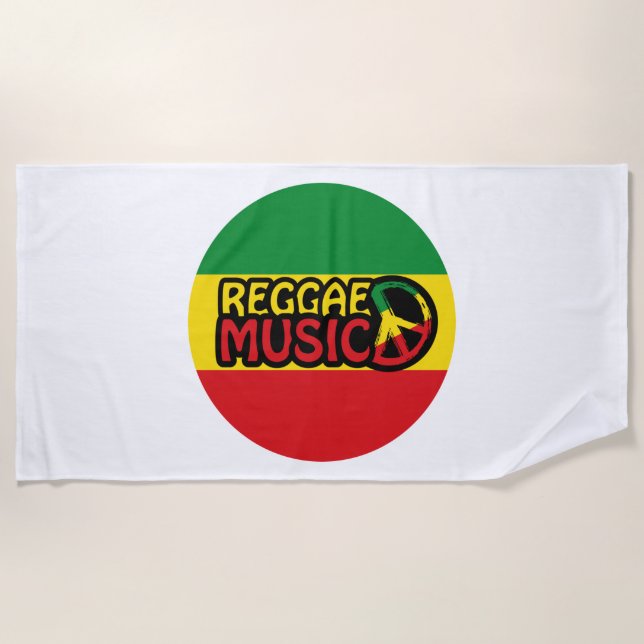 Reggae Music, reggae art with peace symbol Beach Towel (Front)