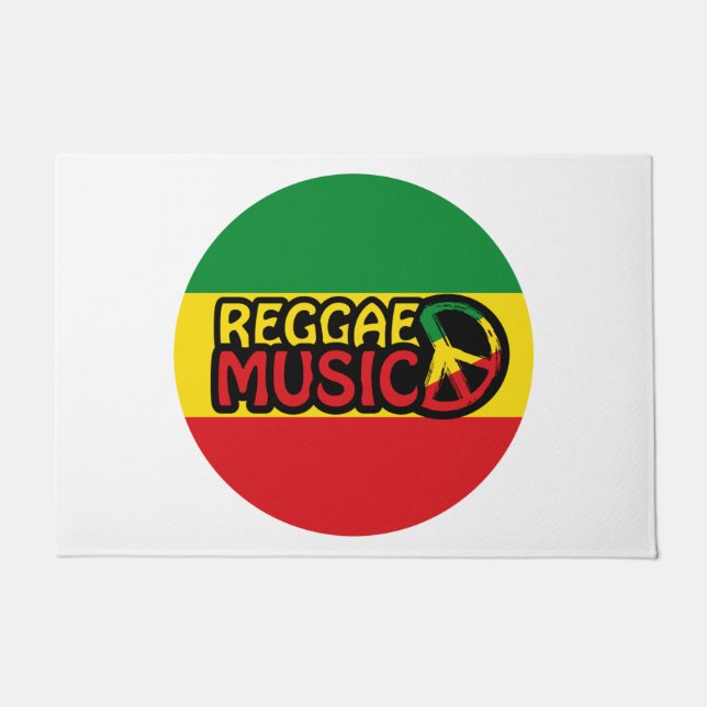 Reggae Music, reggae art with peace symbol Doormat (Front)