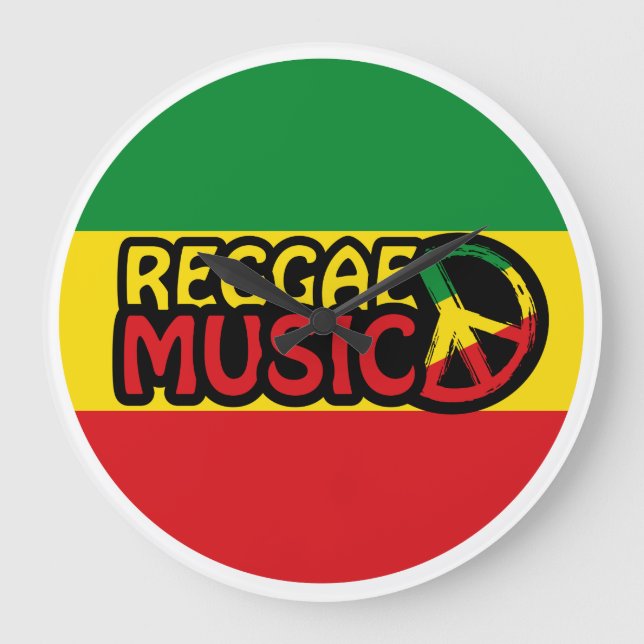 Reggae Music, reggae art with peace symbol Large Clock (Front)