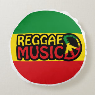 Reggae Music, reggae art with peace symbol Round Pillow