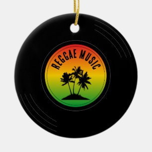Reggae Music Vinyl Record Christmas Ceramic Ornament