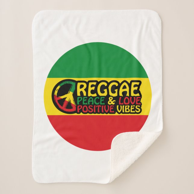 Reggae Music with positive quotes Sherpa Blanket (Front)