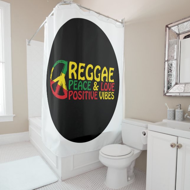Reggae Music with positive quotes Shower Curtain (In Situ)