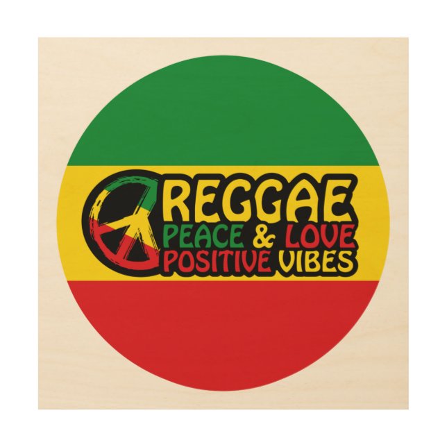 Reggae Music with positive quotes Wood Wall Art (Front)