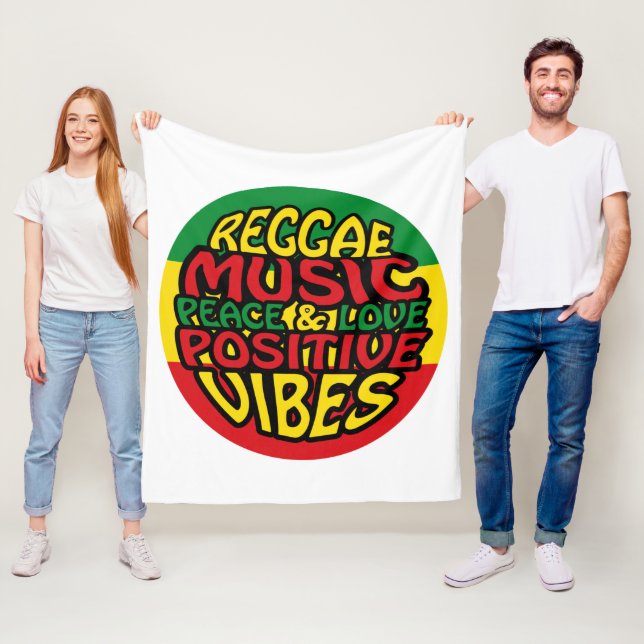 Reggae Music with positive sayings Fleece Blanket (In Situ)