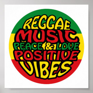 Reggae Music with positive sayings. Reggae Poster