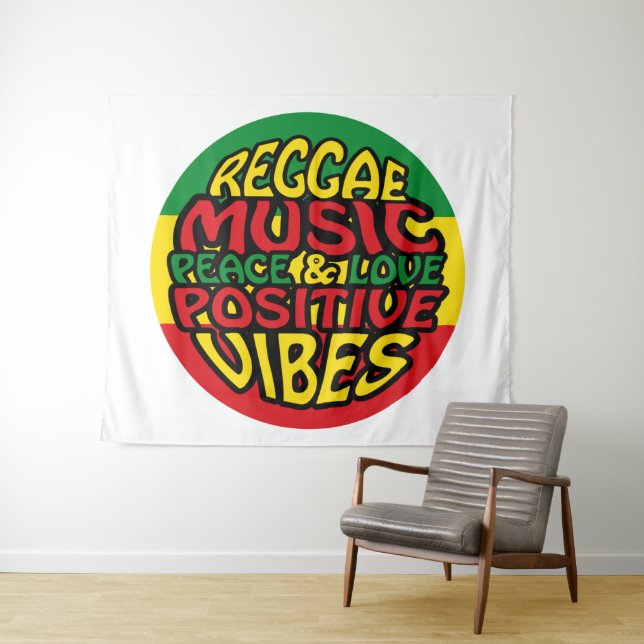 Reggae Music with positive sayings Tapestry (In Situ (Horizontal))