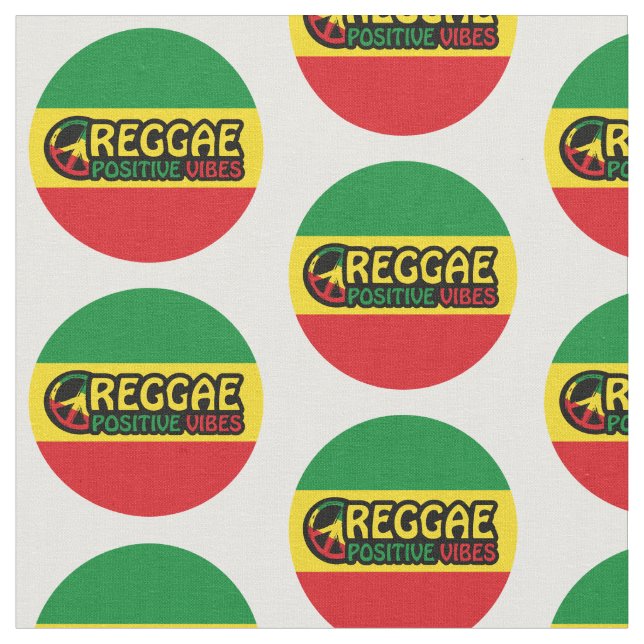 Reggae Music with positive vibes and reggae flag Fabric (Close Up)