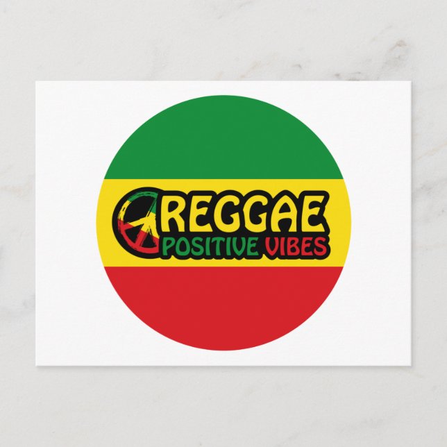 Reggae Music with positive vibes and reggae flag Postcard (Front)