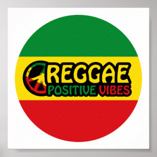 Reggae Music with positive vibes and reggae flag Poster