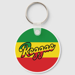 Reggae Music with reggae flag colors Keychain