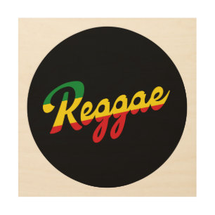 Reggae Music with reggae flag colors Wood Wall Art
