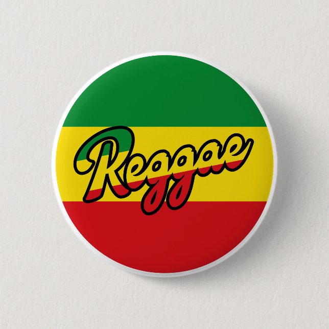 Reggae Music with reggae flag colos. Reggae Button (Front)