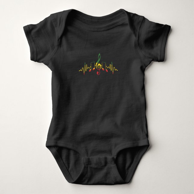 Reggae Musical Notes Jamaica Rastafari Music Baby Bodysuit (Front)