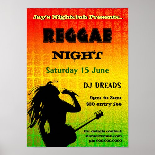 Reggae Night Party Nightclub Poster