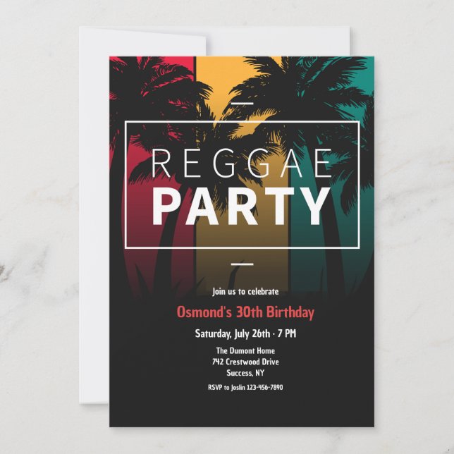 Reggae Party  Invitation (Front)
