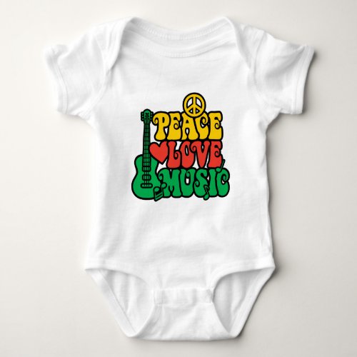 Reggae Peace Love Music Baby Bodysuit